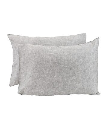 Lot de 2 taies d'oreillers rectangles 100% lin PRESTIGE