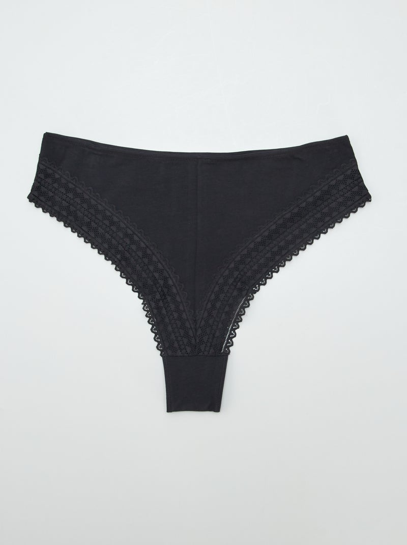 Lot de 2 tangas avec dentelle Noir - Kiabi