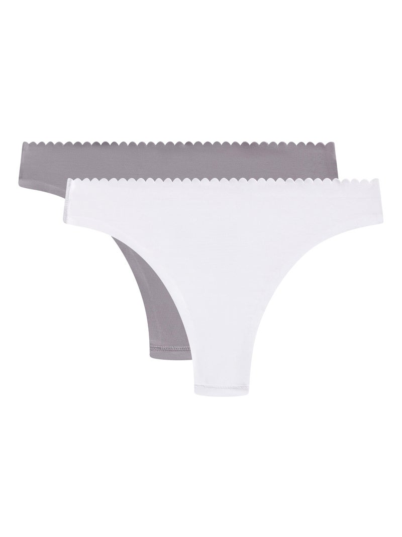 Lot de 2 tangas coton Body Touch Easy Blanc - Kiabi
