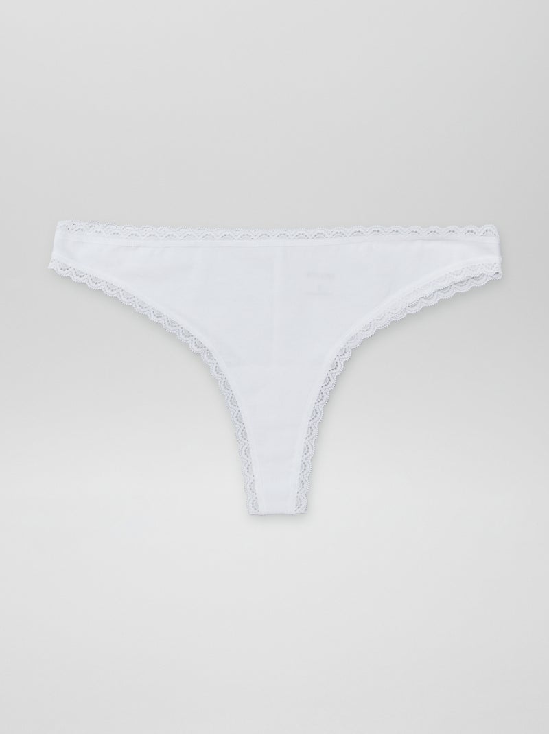 Lot de 2 tangas en coton Blanc - Kiabi