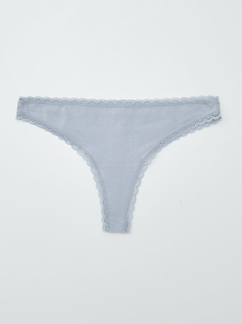 Lot de 2 tangas en coton bleu grisé - Kiabi