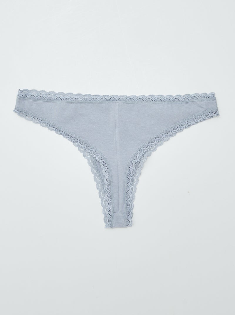Lot de 2 tangas en coton bleu grisé - Kiabi