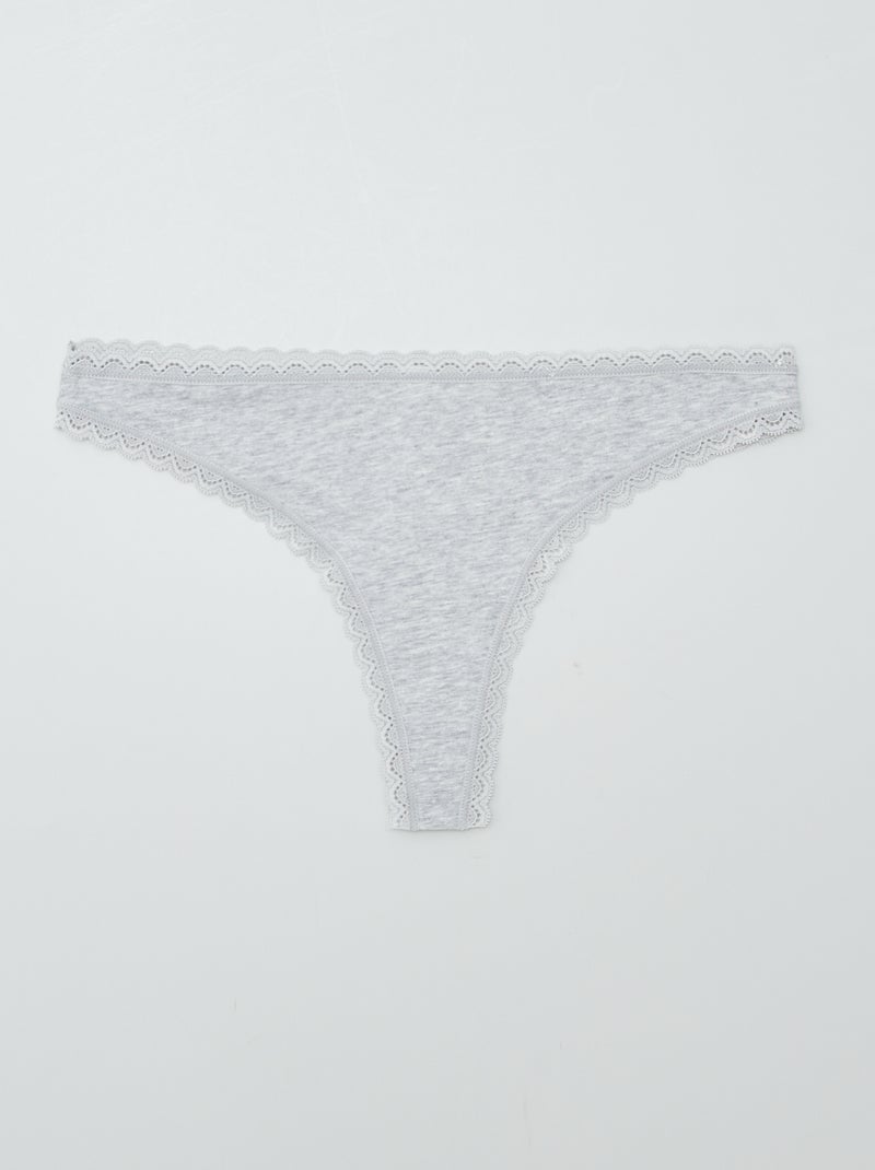 Lot de 2 tangas en coton gris chiné - Kiabi