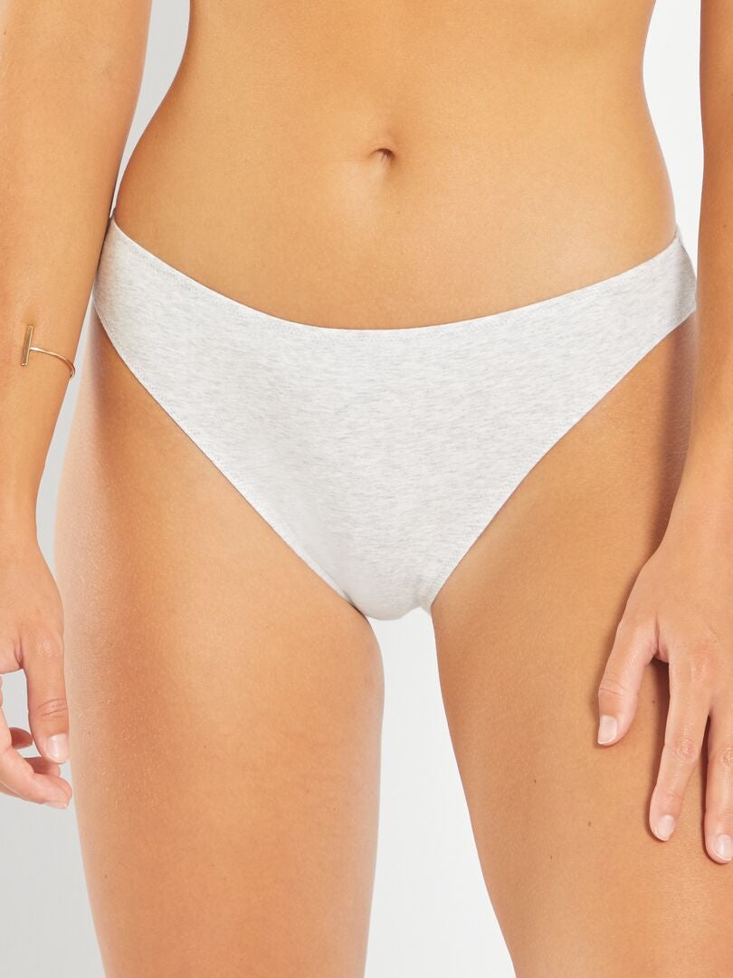 Lot de 2 tangas en coton gris clair chiné/kaki - Kiabi