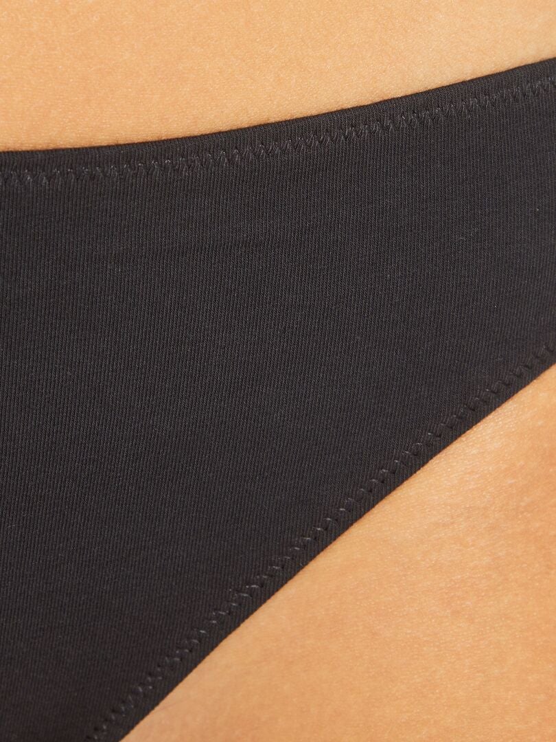Lot de 2 tangas en coton noir - Kiabi