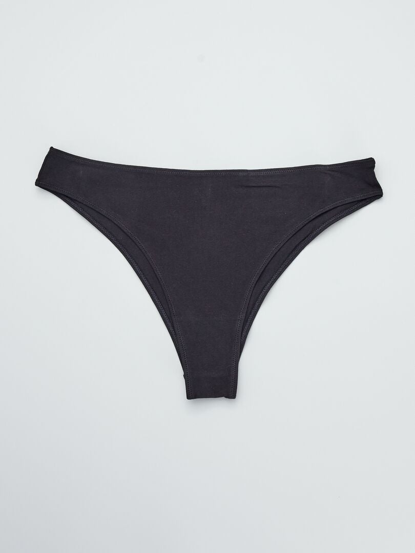 Lot de 2 tangas en coton noir - Kiabi