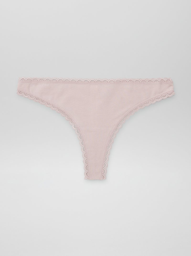 Lot de 2 tangas en coton rose - Kiabi