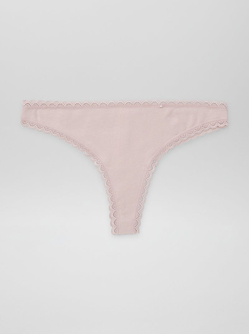 Lot de 2 tangas en coton rose - Kiabi