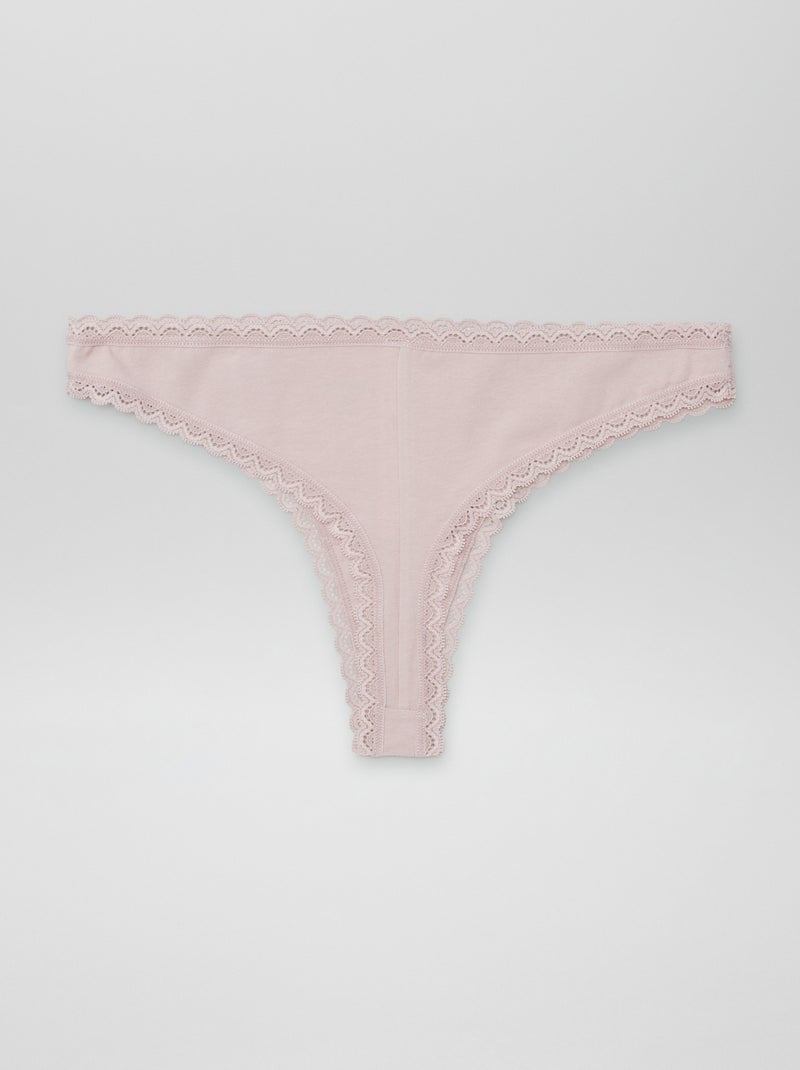 Lot de 2 tangas en coton rose - Kiabi