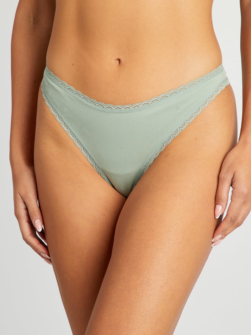 Lot de 2 tangas en coton vert - Kiabi