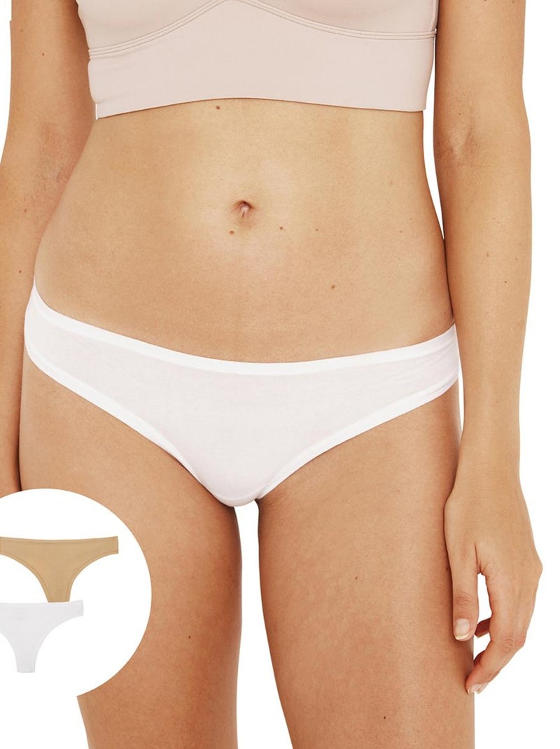 Lot de 2 tangas femme Easy Seconde Peau Athena Blanc - Kiabi