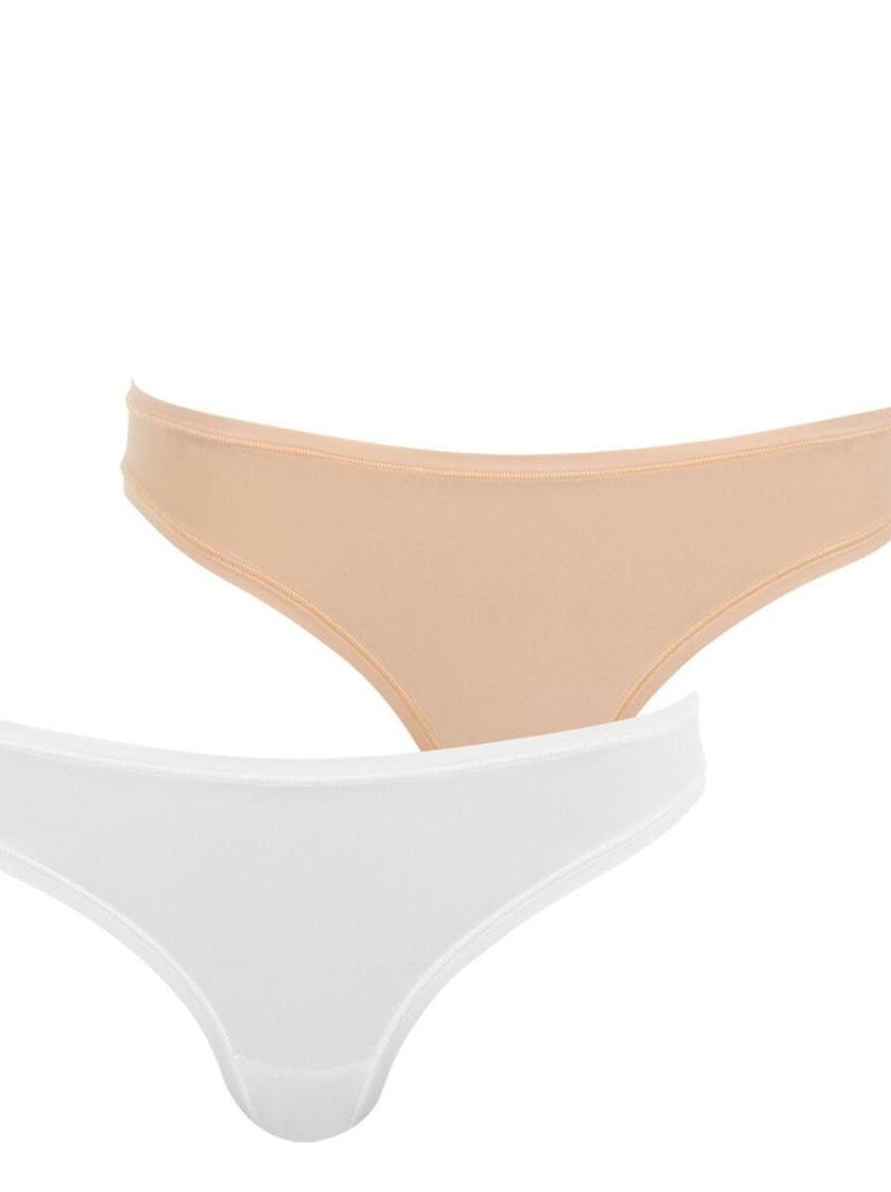 Lot de 2 tangas femme Seconde Peau Blanc - Kiabi