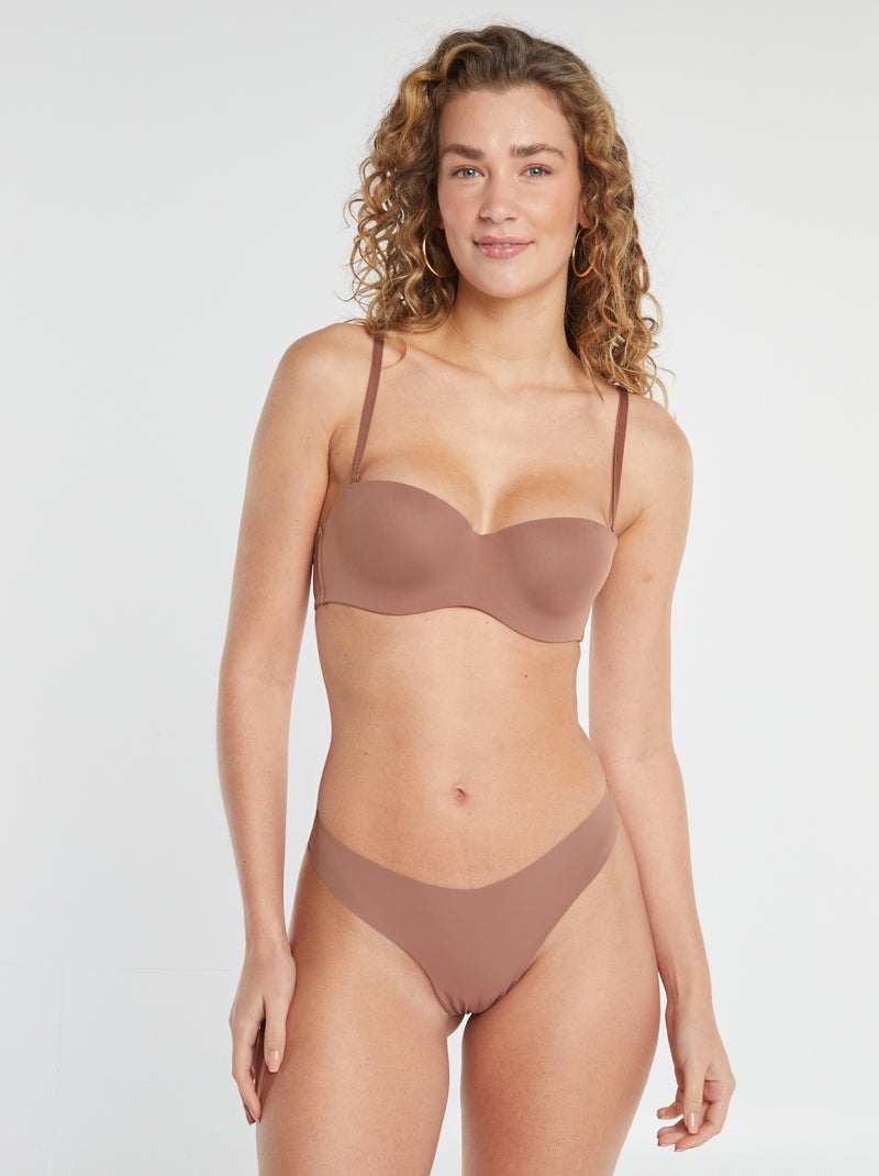 Lot de 2 tangas invisibles en microfibre Marron - Kiabi