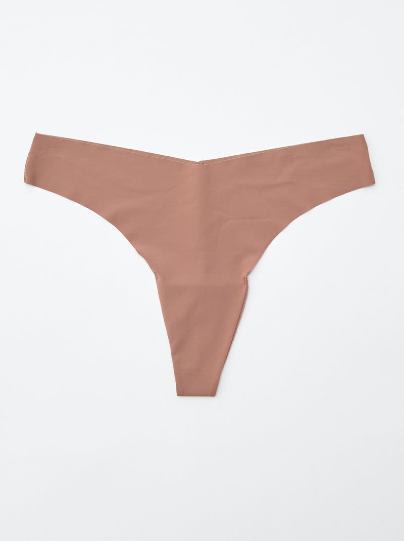 Lot de 2 tangas invisibles en microfibre Marron - Kiabi