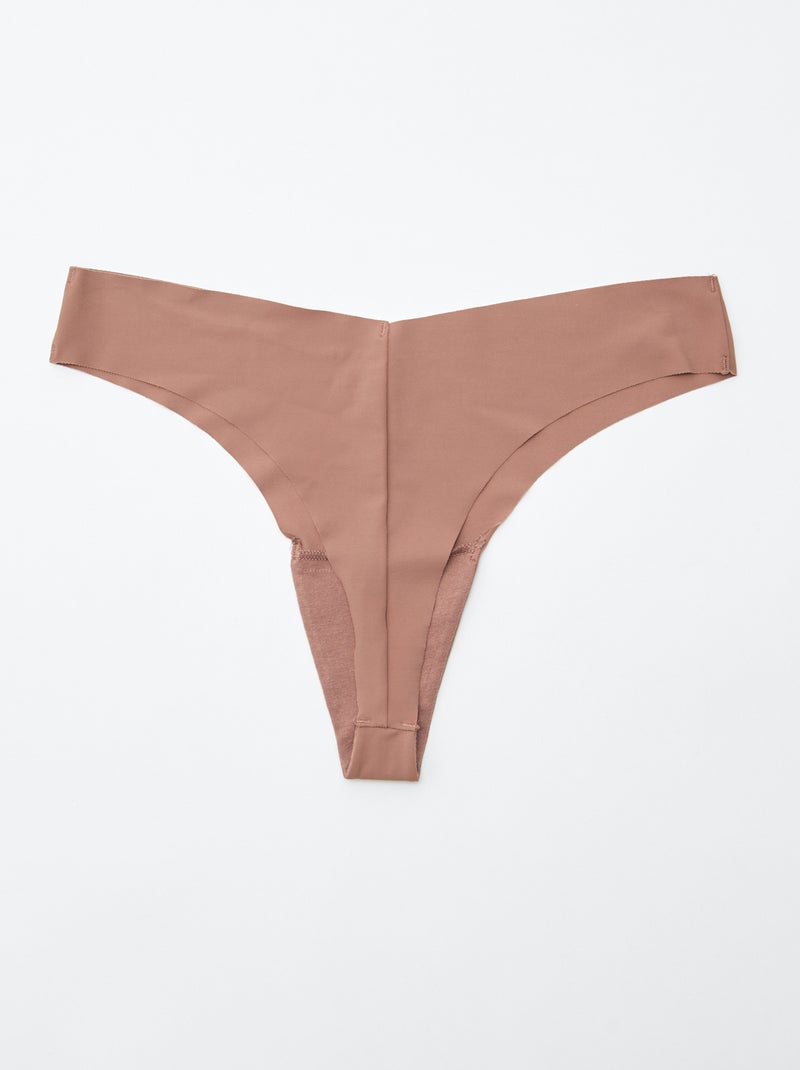 Lot de 2 tangas invisibles en microfibre Marron - Kiabi