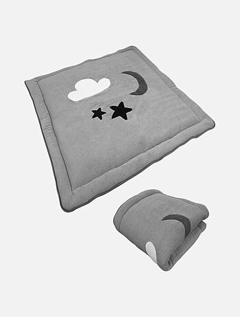 Lot de 2 tapis de jeu, de sol, d'éveil ou de parc bébé, enfant molletonné - Monsieur Bébé