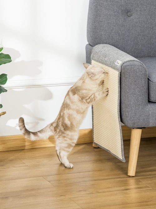 Lot de 2 tapis griffoir grattoir chat de canapé sol ou mur sisal gris - Kiabi