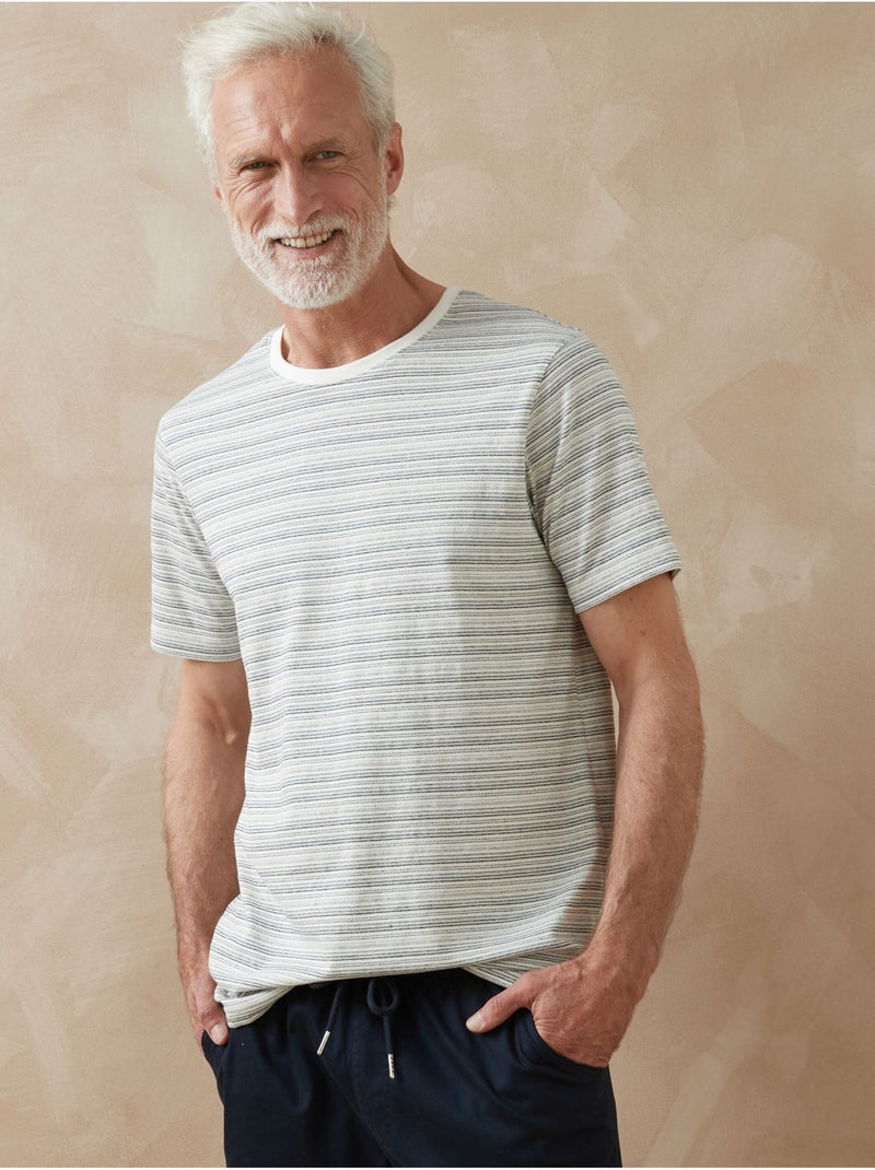 Lot de 2 tee-shirt pur coton - DAXON Bleu Blanc Gris - Kiabi