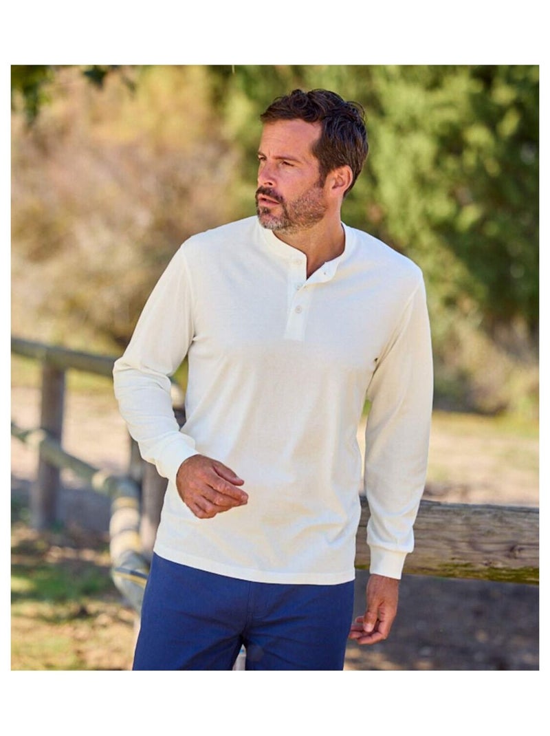 Lot de 2 Tee-Shirts à Col Tunisien Outdoor   - ATLAS FOR MEN Bleu Ecru - Kiabi