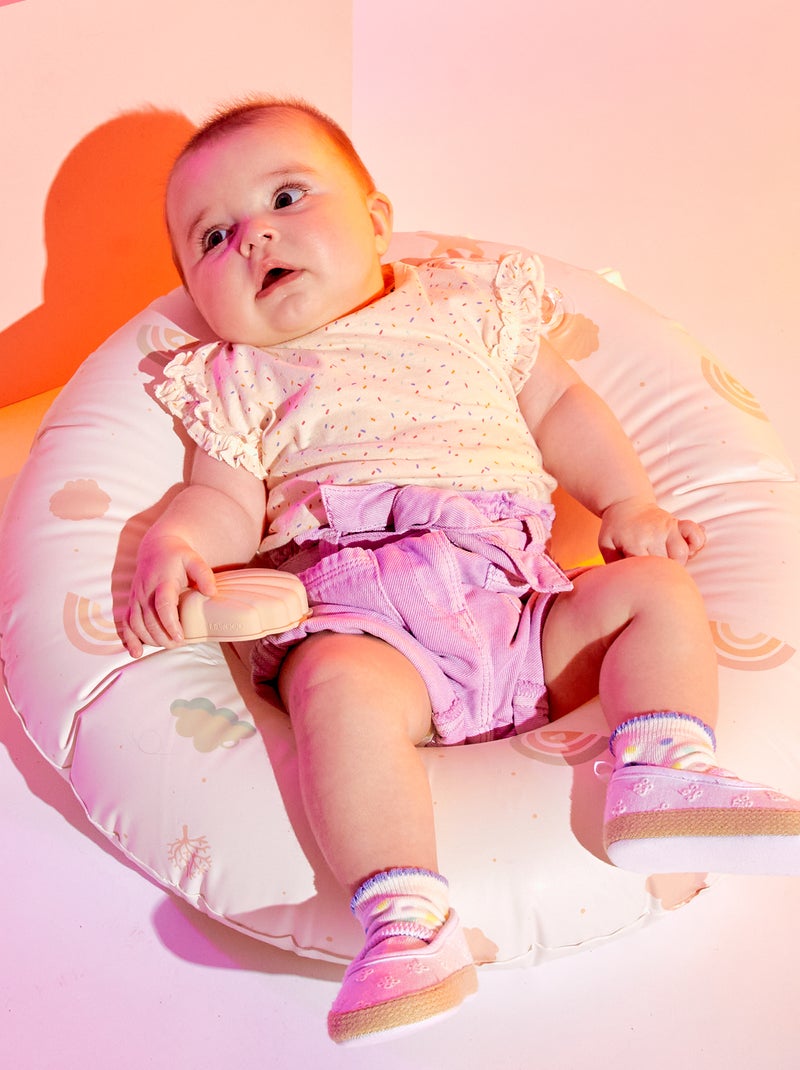 Lot de 2 tee-shirts avec fronces volantées Violet/beige - Kiabi