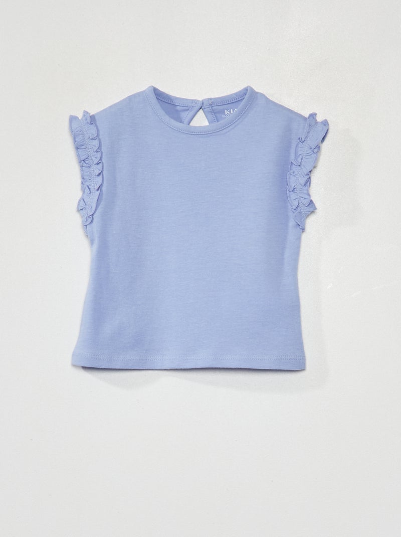 Lot de 2 tee-shirts avec fronces volantées Violet/beige - Kiabi