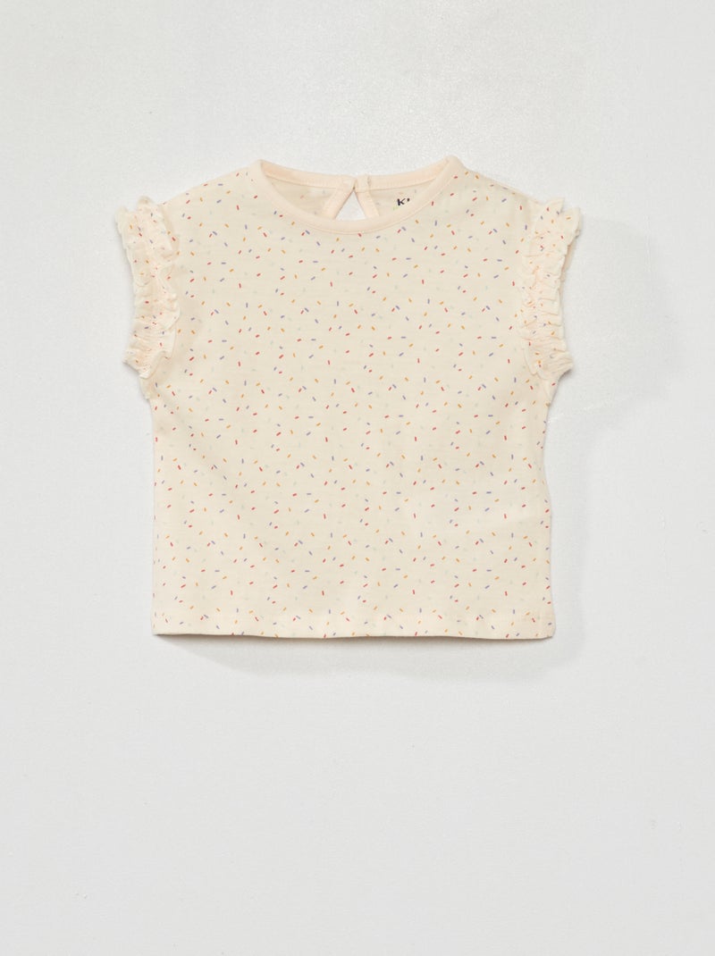 Lot de 2 tee-shirts avec fronces volantées Violet/beige - Kiabi