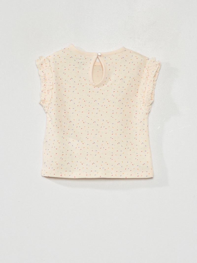 Lot de 2 tee-shirts avec fronces volantées Violet/beige - Kiabi