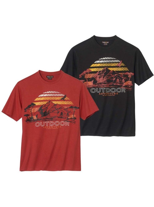 Lot de 2 Tee-Shirts Aventure   - ATLAS FOR MEN - Kiabi