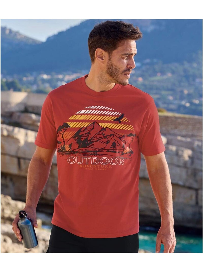 Lot de 2 Tee-Shirts Aventure   - ATLAS FOR MEN Noir Rouge - Kiabi