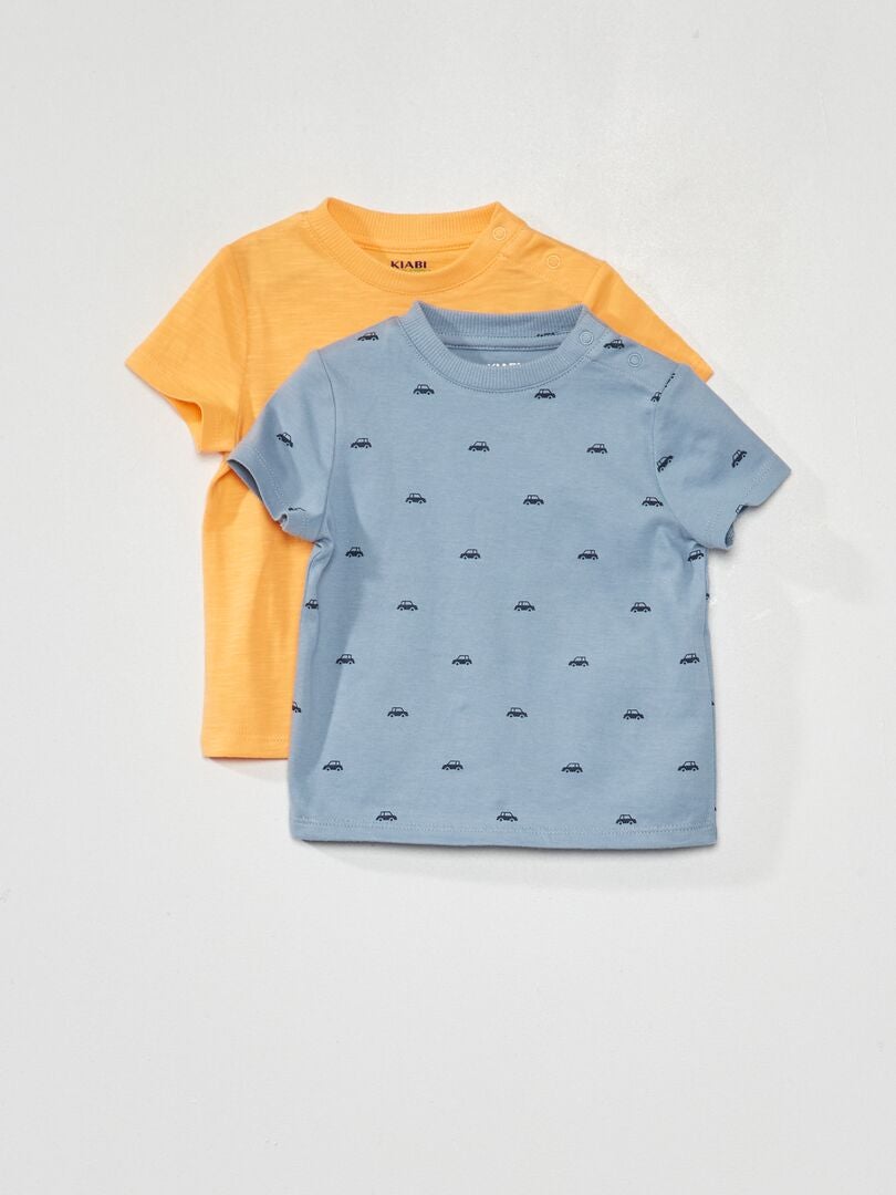 Lot de 2 tee-shirts basiques Bleu/orange - Kiabi