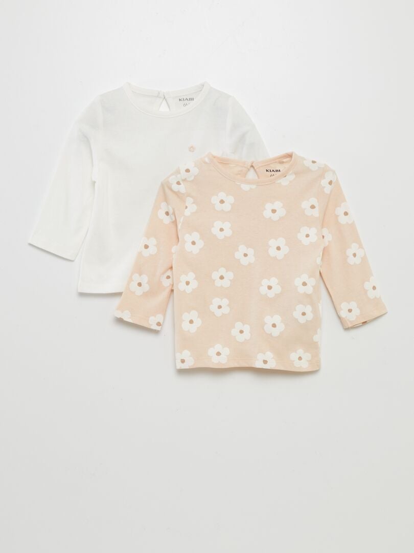 Lot de 2 tee-shirts Blanc/rose - Kiabi