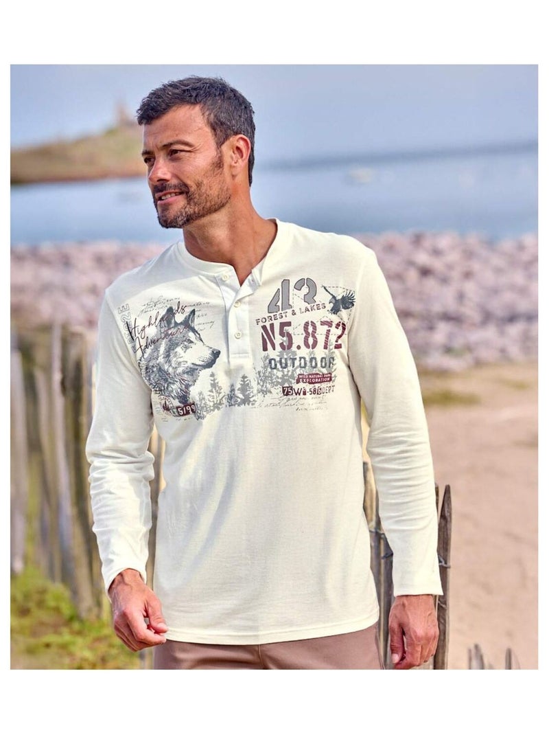 Lot de 2 Tee-Shirts Col Boutonné   - ATLAS FOR MEN Blanc Rouge - Kiabi