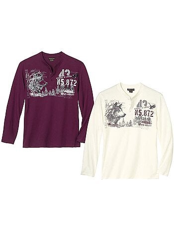 Lot de 2 tee-shirts col tunisien - atlas for men