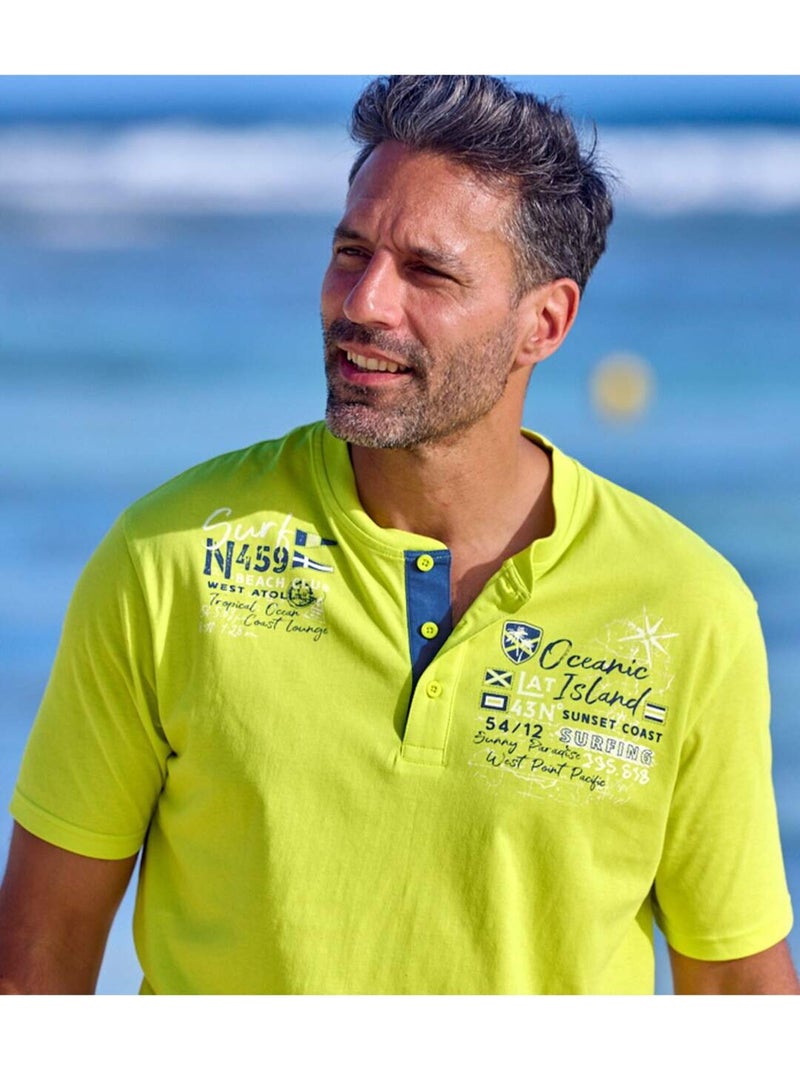 Lot de 2 Tee-Shirts Col Boutonné   - ATLAS FOR MEN Bleu Vert - Kiabi