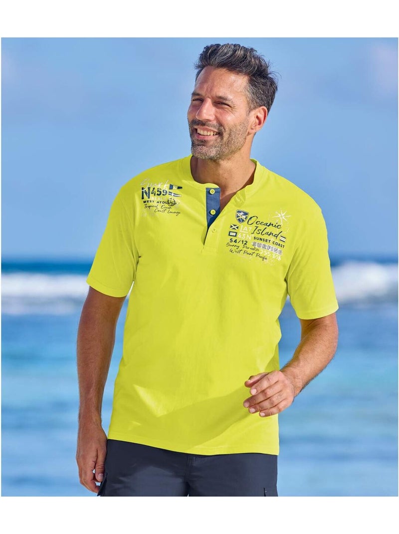 Lot de 2 tee-shirts col boutonné   - atlas for men Bleu Vert - Kiabi