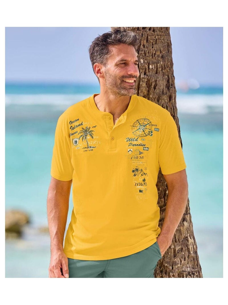 Lot de 2 Tee-shirts Col Boutonné   - ATLAS FOR MEN Vert/Orange - Kiabi