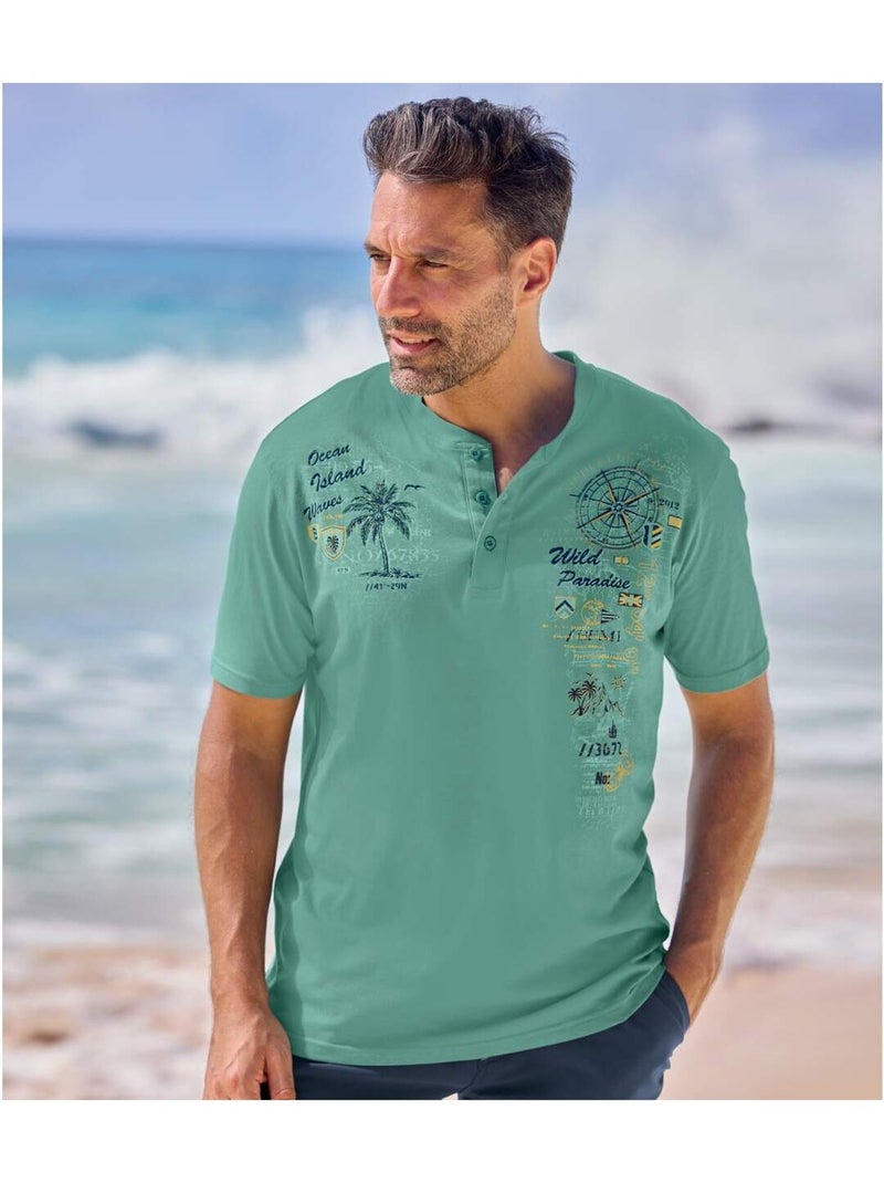 Lot de 2 Tee-shirts Col Boutonné   - ATLAS FOR MEN Vert/Orange - Kiabi