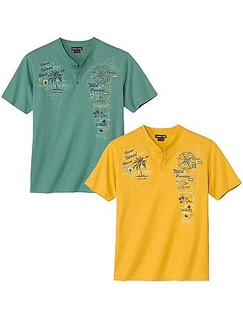 Lot de 2 tee-shirts col boutonné - atlas for men