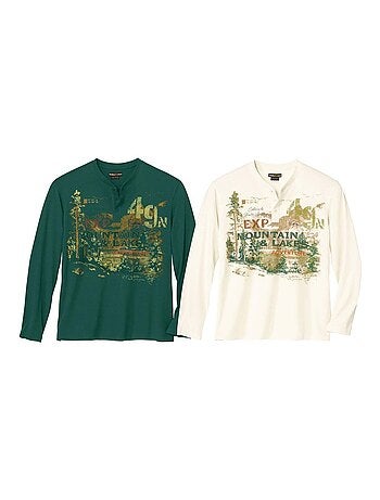 Lot de 2 Tee-shirts Col Boutonné Aventure - ATLAS FOR MEN