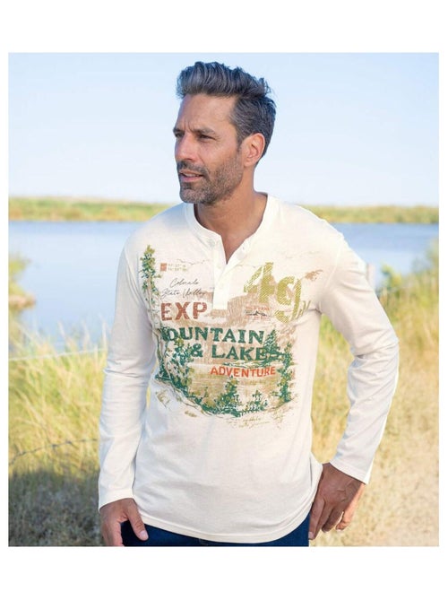 Lot de 2 Tee-shirts Col Boutonné Aventure   - ATLAS FOR MEN - Kiabi