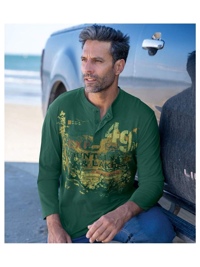 Lot de 2 Tee-shirts Col Boutonné Aventure   - ATLAS FOR MEN Blanc Ecru - Kiabi