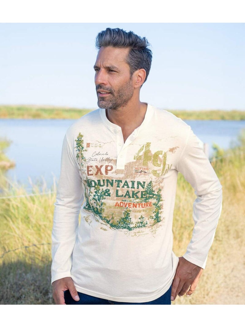 Lot de 2 tee-shirts col boutonné aventure   - atlas for men Blanc Ecru - Kiabi
