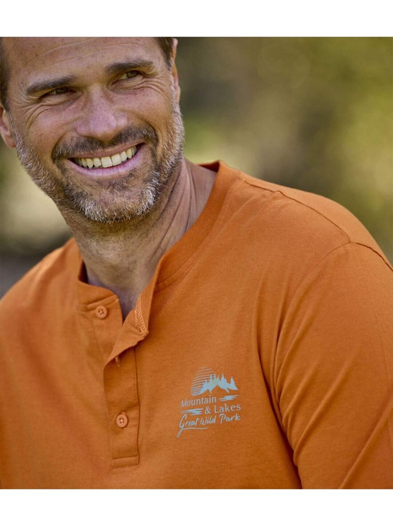 Lot de 2 Tee-Shirts Col Boutonné Eté Indien  - ATLAS FOR MEN Vert/Orange - Kiabi