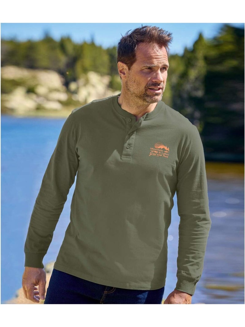 Lot de 2 Tee-Shirts Col Boutonné Eté Indien  - ATLAS FOR MEN Vert/Orange - Kiabi