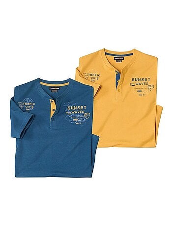 Lot de 2 Tee-Shirts Col Boutonné Tropic Cup - ATLAS FOR MEN
