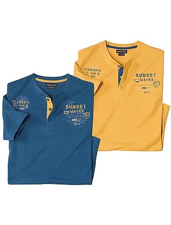 Lot de 2 tee-shirts col boutonné - atlas for men