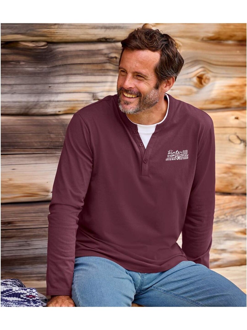 Lot de 2 Tee-Shirts Col Fantaisie   - ATLAS FOR MEN Gris Violet - Kiabi
