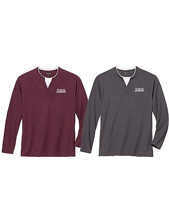 Lot de 2 tee-shirts col tunisien - atlas for men