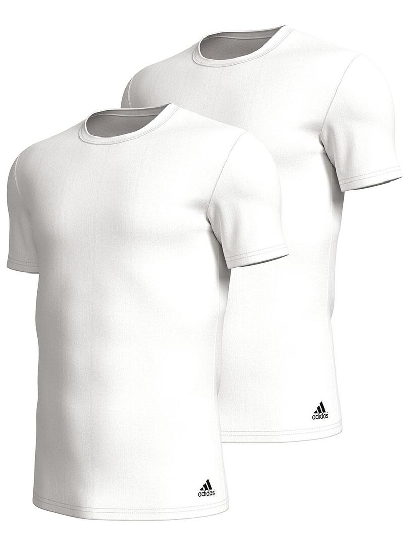 Lot de 2 tee-shirts col rond homme Active Flex Coton 3 Stripes Adidas Blanc - Kiabi