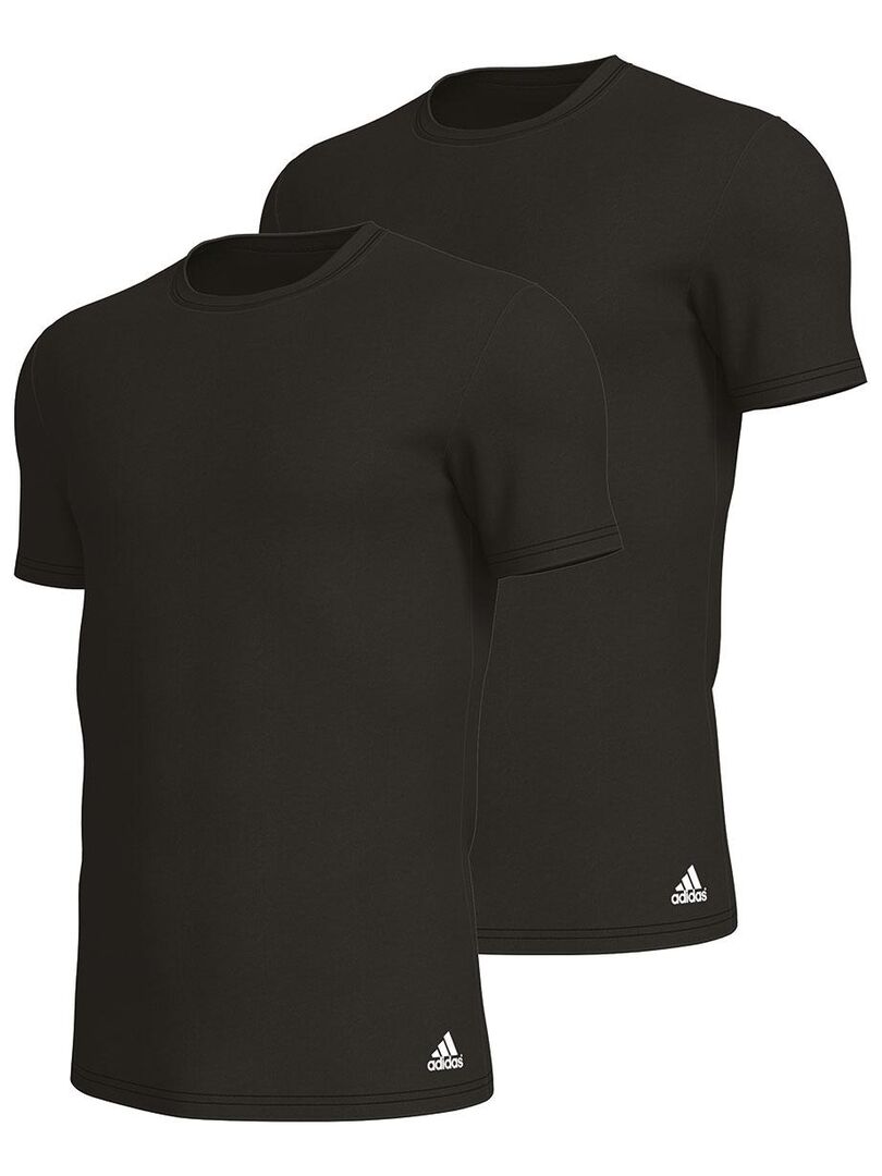 Lot de 2 tee-shirts col rond homme Active Flex Coton 3 Stripes Adidas Noir - Kiabi